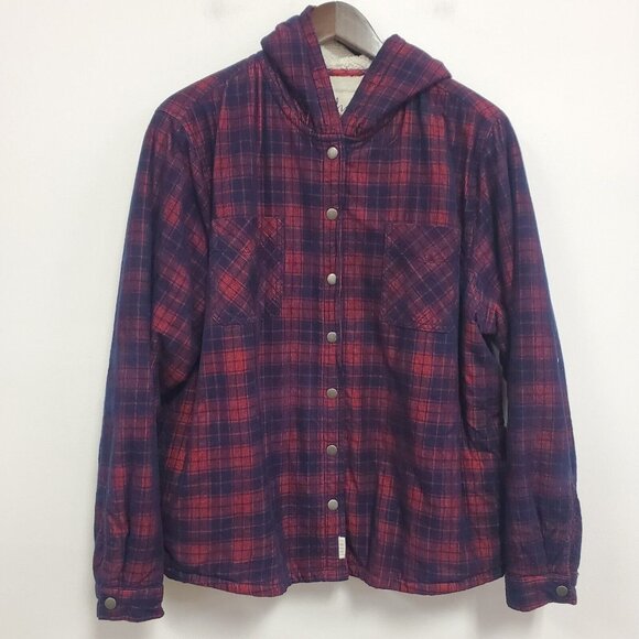 Soho Threads Womens Sherpa Lined Corduroy Shacket Size XXL Plaid Grunge Hooded - Picture 1 of 14